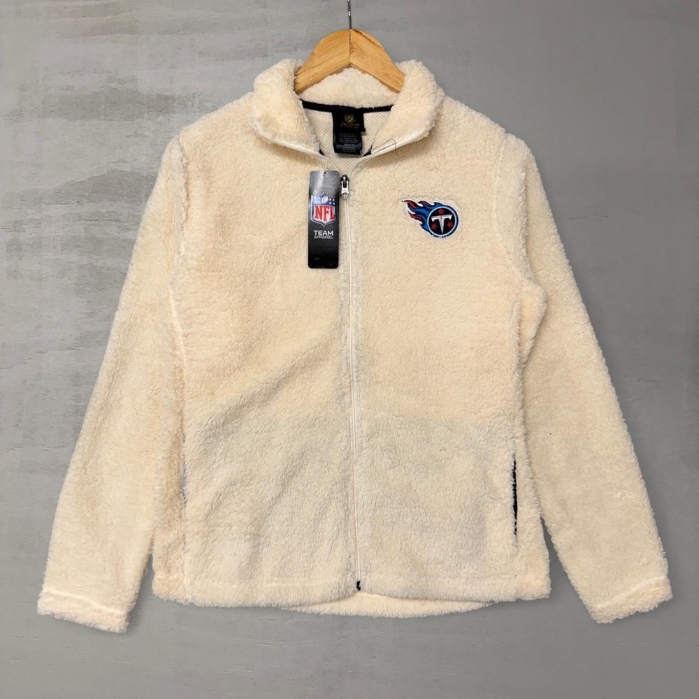 NEW NFL Tennessee Titans Sherpa Fleece Jacket Cream‎ Full Zip Medium